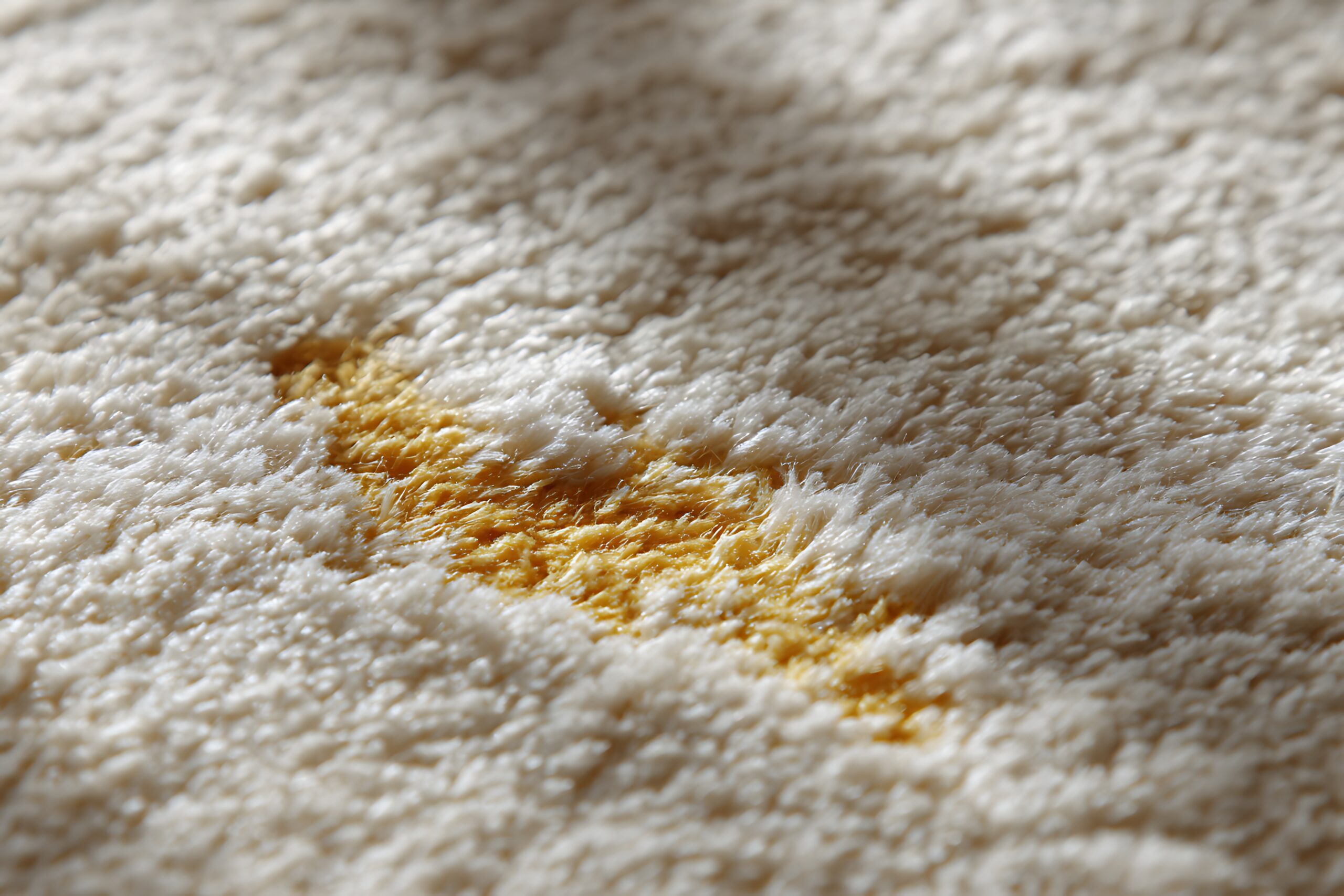 Pet urine stain on soft carpet